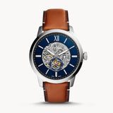 Fossil Townsman Automatic Skeleton Blue Dial Brown Leather Strap Watch for Men - ME3154 Authentic Buy Shop Now
