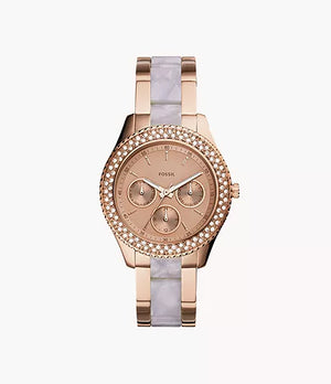 Fossil Stella Multifunction Rose Gold Dial Two Tone Steel Strap Watch for Women - ES4755 Authentic Buy Shop Now