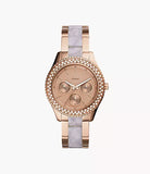 Fossil Stella Multifunction Rose Gold Dial Two Tone Steel Strap Watch for Women - ES4755 Authentic Buy Shop Now