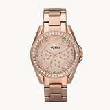 Fossil Riley Multifunction Rose Gold Dial Rose Gold Steel Strap Watch for Women - ES2811 Authentic Buy Shop Now