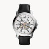 Fossil Grant Automatic Skeleton White Dial Black Leather Strap Watch for Men - ME3101 Authentic Buy Shop Now