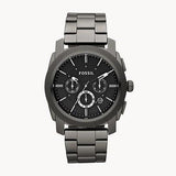 Fossil Machine Chronograph Black Dial Grey Steel Strap Watch for Men - FS4662 Authentic Buy Shop Now