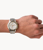 Fossil Dean Chronograph White Dial Silver Steel Strap Watch for Men - FS4795 Authentic Buy Shop Now