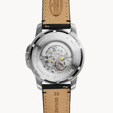 Fossil Grant Automatic Skeleton White Dial Black Leather Strap Watch for Men - ME3101 Authentic Buy Shop Now
