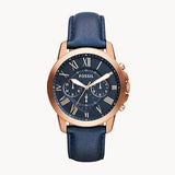 Fossil Grant Chronograph Blue Dial Blue Leather Strap Watch for Men - FS4835 Authentic Buy Shop Now