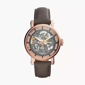 Fossil Boyfriend Automatic Skeleton Grey Dial Grey Leather Strap Watch for Women - ME3089 Authentic Buy Shop Now