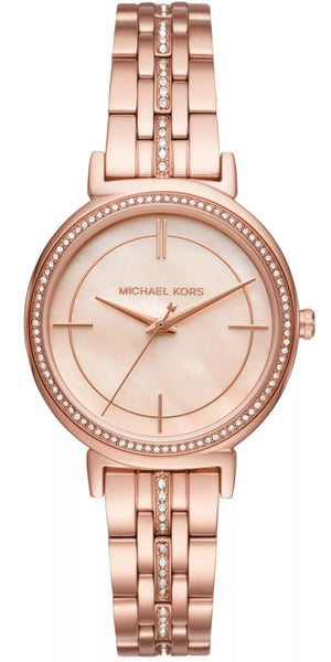 Michael Kors Cinthia Mother of Pearl Rose Gold Dial Rose Gold Steel Strap Watch for Women - MK3643 Authentic Buy Shop Now