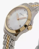 Gucci G Timeless Diamonds Mother of Pearl Dial Two Tone Mesh Bracelet Watch for Women - YA126513 Authentic Buy Shop Now