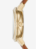 Michael Kors Whitley Quartz Gold Dial Brown Leather Strap Watch For Women - MK2428 Authentic Buy Shop Now
