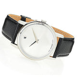 Movado Museum Quartz Silver Dial Black Leather Strap Watch For Men - 2100001 Authentic Buy Shop Now