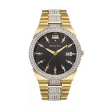 Bulova Crystal Black Dial Two Tone Steel Strap Watch for Men - 98B235 Authentic Buy Shop Now