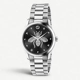 Gucci G Timeless Quartz Black Dial Silver Steel Strap Watch For Women - YA1264136 Authentic Buy Shop Now