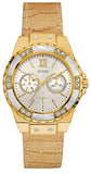 Guess Limelight Quartz Silver Dial Golden Leather Strap Watch For Women - W0775L2 Authentic Buy Shop Now