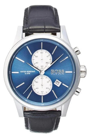 Hugo Boss Jet Blue Dial Black Leather Strap Watch for Men - 1513283 Authentic Buy Shop Now