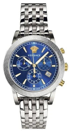 Versace Sport Tech Chronograph Blue Dial Silver Steel Strap Watch for Men - VELT00219 Authentic Buy Shop Now