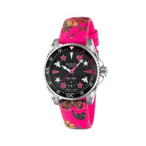 Gucci Dive Quartz Black Dial Pink Leather Strap Watch For Women - YA136326 Authentic Buy Shop Now