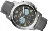 Fossil Grant Chronograph Gunmetal Grey Dial Grey Leather Strap Watch for Men - FS5183 Authentic Buy Shop Now