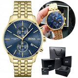 Hugo Boss Associate Blue Dial Gold Steel Strap Watch for Men - 1513841 Authentic Buy Shop Now
