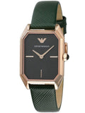 Emporio Armani Gioia Analog Black Mother of Pearl Dial Green Leather Strap Watch For Women - AR11149 Authentic Buy Shop Now