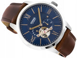 Fossil Townsman Automatic Blue Dial Brown Leather Strap Watch for Men - ME3110 Authentic Buy Shop Now
