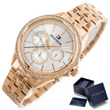 Tommy Hilfiger Ari Diamonds Silver Dial Rose Gold Steel Strap Watch for Women - 1781978 Authentic Buy Shop Now