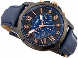 Fossil Grant Chronograph Black Dial Blue Leather Strap Watch for Men - FS5061 Authentic Buy Shop Now
