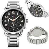 Tommy Hilfiger Briggs Chronograph Black Dial Silver Steel Strap Watch for Men - 1791422 Authentic Buy Shop Now