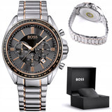 Hugo Boss Driver Sport Grey Dial Grey Steel Strap Watch for Men - 1513094 Authentic Buy Shop Now