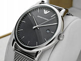 Emporio Armani Luigi Quartz Grey Dial Silver Mesh Bracelet Watch For Men - AR11069 Authentic Buy Shop Now