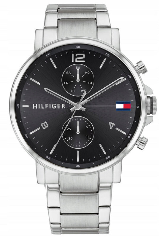 Tommy Hilfiger Daniel Black Dial Silver Steel Strap Watch for Men - 1710413 Authentic Buy Shop Now