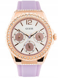 Guess Starlight Diamonds White Dial Purple Rubber Strap Watch for Women - W0846L6 Authentic Buy Shop Now