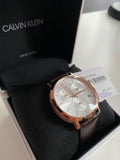 Calvin Klein Posh Chronograph White Dial Brown Leather Strap Watch for Men - K8Q376G6 Authentic Buy Shop Now
