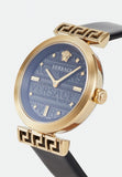 Versace Greca Meander Black Dial Black Leather Strap Watch for Women - VELW00420 Authentic Buy Shop Now