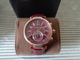 Michael Kors Sawyer Maroon Dial Maroon Leather Strap Watch for Women - MK2426 Authentic Buy Shop Now