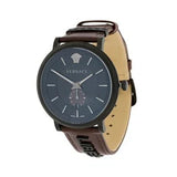 Versace V-Circle Manifesto Black Dial Maroon Leather Strap Watch for Men - VBQ040017 Authentic Buy Shop Now