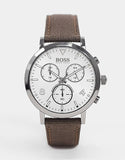 Hugo Boss Spirit White Dial Brown Nylon Strap Watch for Men - 1513690 Authentic Buy Shop Now