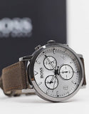 Hugo Boss Spirit White Dial Brown Nylon Strap Watch for Men - 1513690 Authentic Buy Shop Now