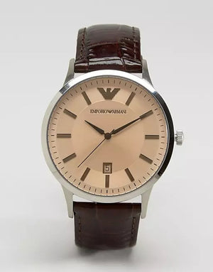 Emporio Armani Classic Quartz Brown Dial Brown Leather Strap Watch For Men - AR2427 Authentic Buy Shop Now