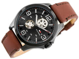 Tommy Hilfiger Bruce Automatic Black Dial Brown Leather Strap Watch for Men - 1791280 Authentic Buy Shop Now