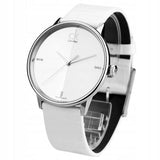 Calvin Klein Accent Silver Dial White Leather Strap Watch for Women - K2Y2Y1KW Authentic Buy Shop Now