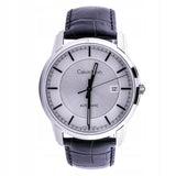 Calvin Klein Infinity Silver Dial Black Leather Strap Watch for Men - K5S341C6 Authentic Buy Shop Now
