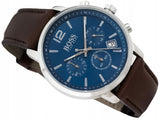 Hugo Boss Attitude Blue Dial Brown Leather Strap Watch for Men - 1513606 Authentic Buy Shop Now