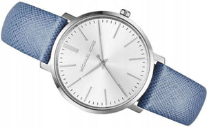 Michael Kors Jaryn Quartz Silver Dial Blue Leather Strap Watch For Women - MK2495 Authentic Buy Shop Now