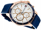 Tommy Hilfiger Bank Multifunction Quartz White Dial Blue Rubber Strap Watch for Men - 1791778 Authentic Buy Shop Now
