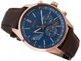 Hugo Boss Grand Prix Blue Dial Brown Leather Strap Watch for Men - 1513604 Authentic Buy Shop Now