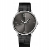 Calvin Klein Grey Dial Black Leather Strap Watch for Women - K2Y2Y1CU Authentic Buy Shop Now