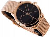 Calvin Klein Minimal Black Dial Rose Gold Mesh Bracelet Watch for Men - K3M22621 Authentic Buy Shop Now