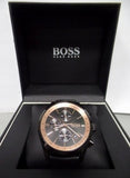 Hugo Boss Grand Prix Chronograph Black Dial Black Leather Strap Watch for Men - 1513550 Authentic Buy Shop Now