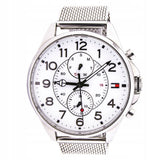 Tommy Hilfiger Dean Chronograph White Dial Silver Mesh Bracelet Watch for Men - 1791277 Authentic Buy Shop Now