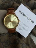 Michael Kors Jaryn Quartz Gold Dial Brown Leather Strap Watch For Women - MK2496 Authentic Buy Shop Now